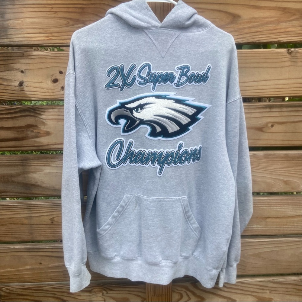 Custom Made Philadelphia Eagles 2X Super Bowl Champions Pullover Hoodie.